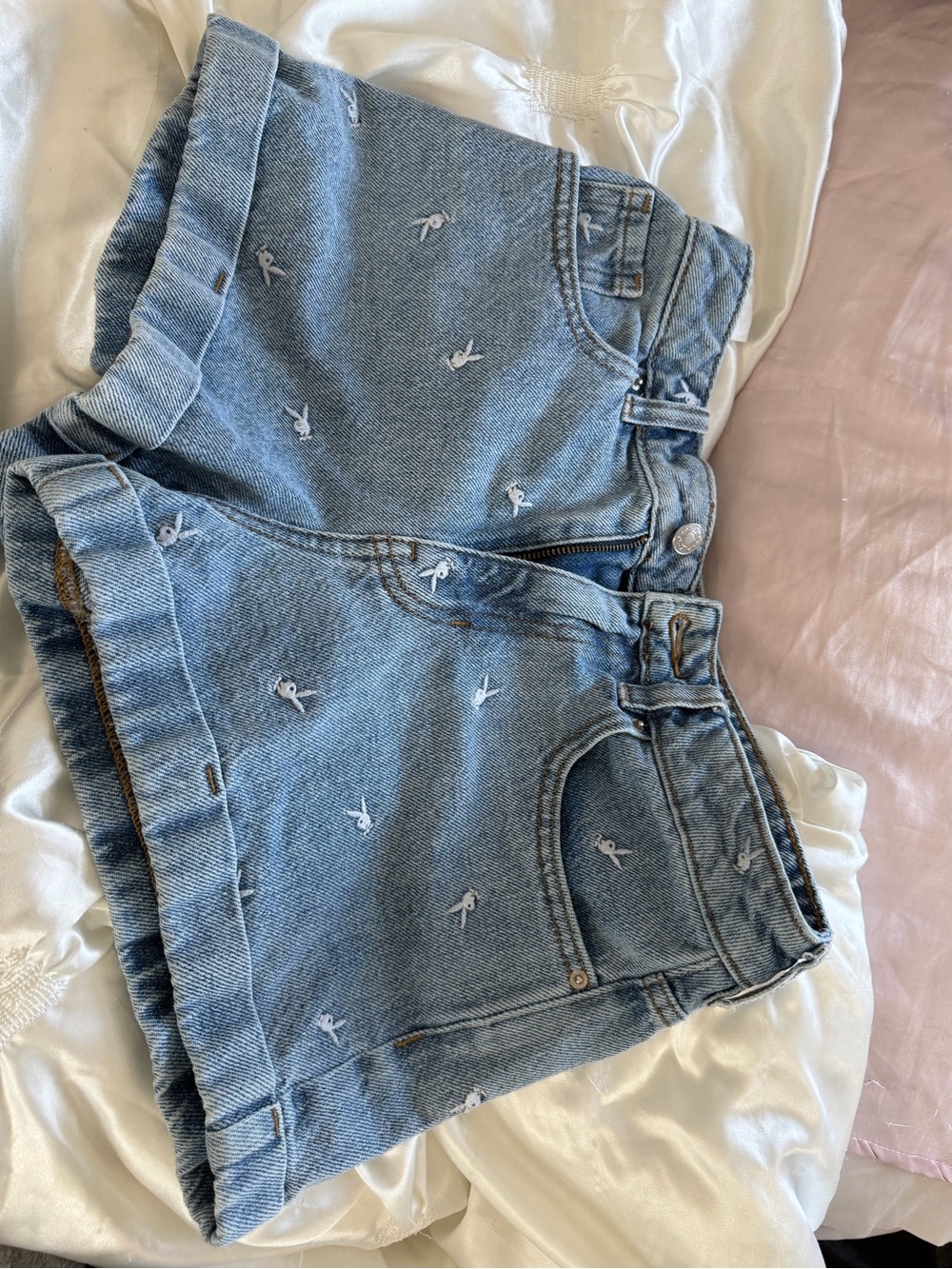 PLAYBOY Light Blue Denim Waistband Shorts